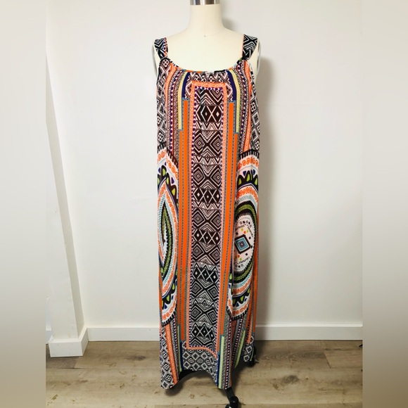 Summer Dress Festival hippy Boho long Maxi women’s -S- small geometric by Halo🧡 - Picture 2 of 13